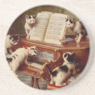 Kittens and Piano Coaster