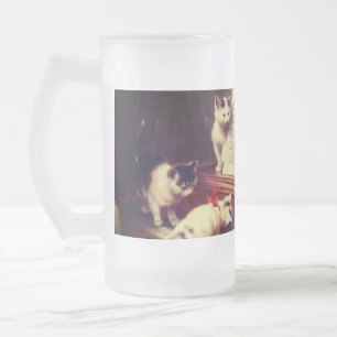 Kittens and Piano Frosted Glass Beer Mug