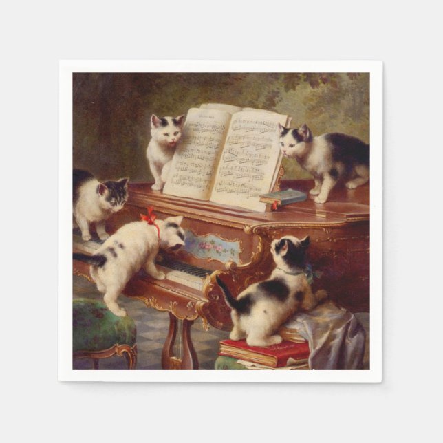 Kittens and Piano Napkin (Front)