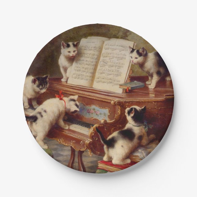 Kittens and Piano Paper Plate (Front)
