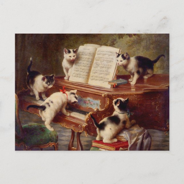 Kittens and Piano Postcard (Front)