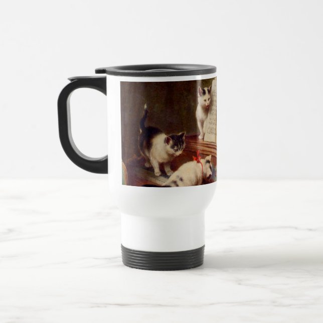 Kittens and Piano Travel Mug (Left)