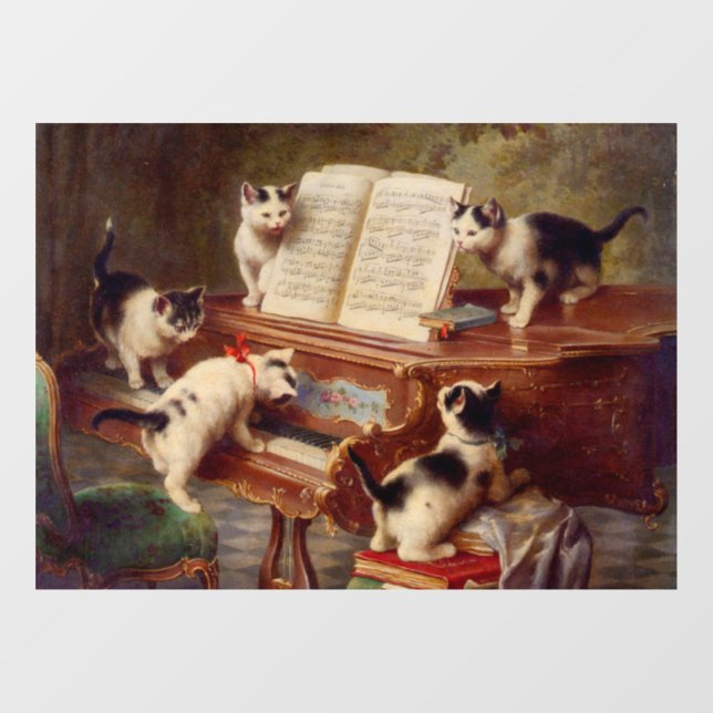 Kittens and Piano Window Cling (Sheet)