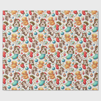 Kittens and Puppies for Christmas Wrapping Paper