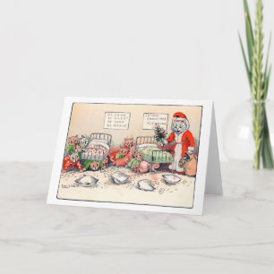 Kittens and Santa Cat, Louis Wain Card