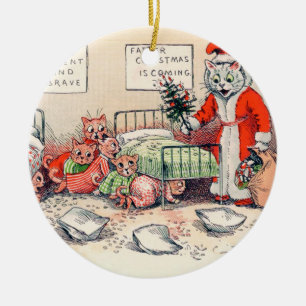 Kittens and Santa Cat, Louis Wain Ceramic Tree Decoration