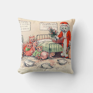 Kittens and Santa Cat, Louis Wain Cushion