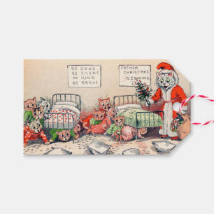 Kittens and Santa Cat, Louis Wain Gift Tags