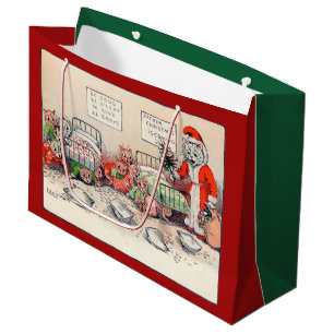 Kittens and Santa Cat, Louis Wain Large Gift Bag