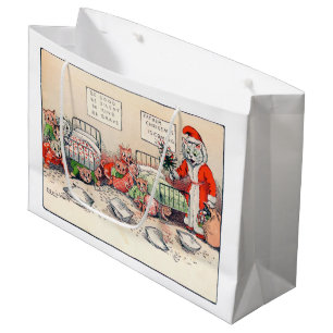 Kittens and Santa Cat, Louis Wain Large Gift Bag