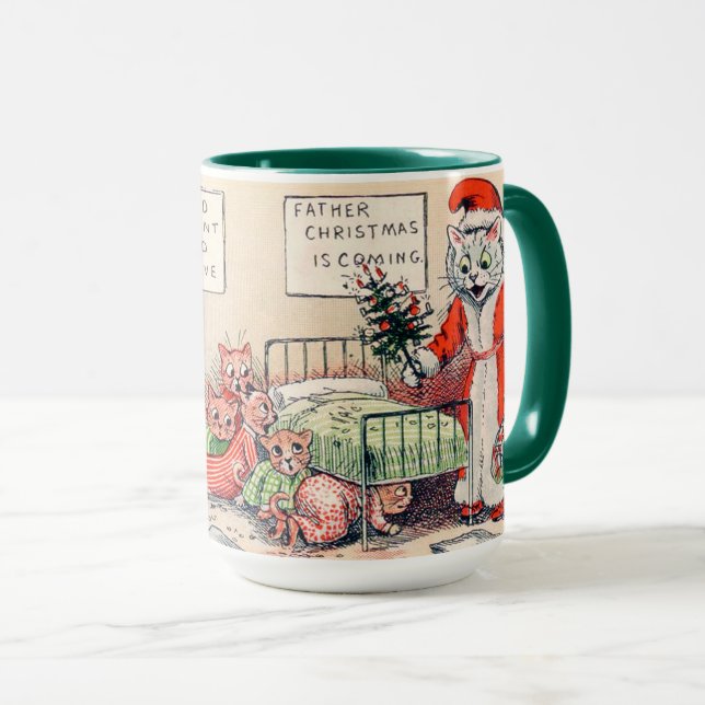Kittens and Santa Cat, Louis Wain Mug (Front Right)