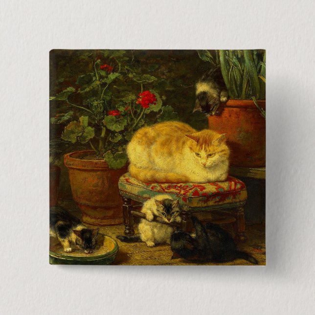Kittens at Play 15 Cm Square Badge (Front)