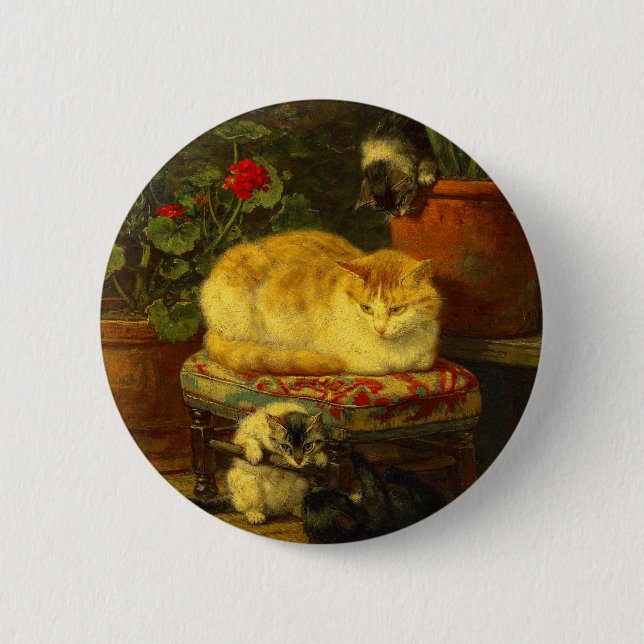 Kittens at Play 6 Cm Round Badge (Front)
