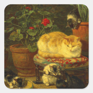 Kittens at Play Square Sticker
