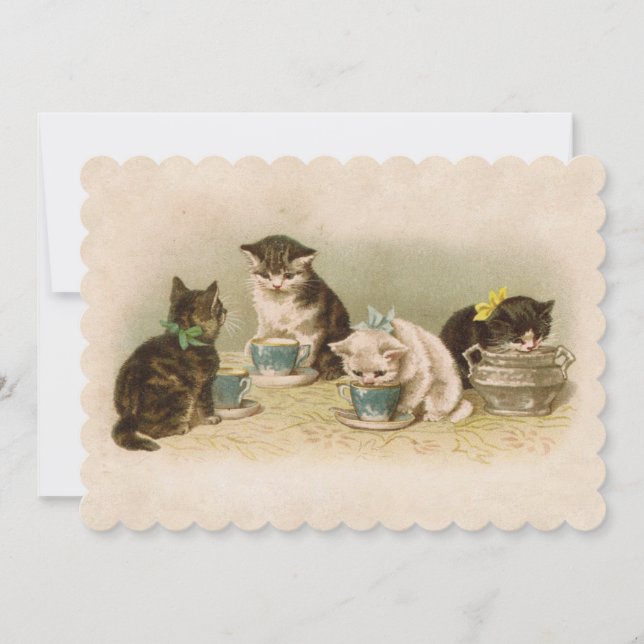 Kittens at Tea Party Invitation (Front)