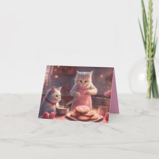 Kittens Bake Valentines Day cookies greeting Card