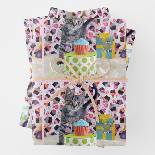 Kittens! (cats) Buffington and Patton's Birthday Wrapping Paper Sheet (In situ)