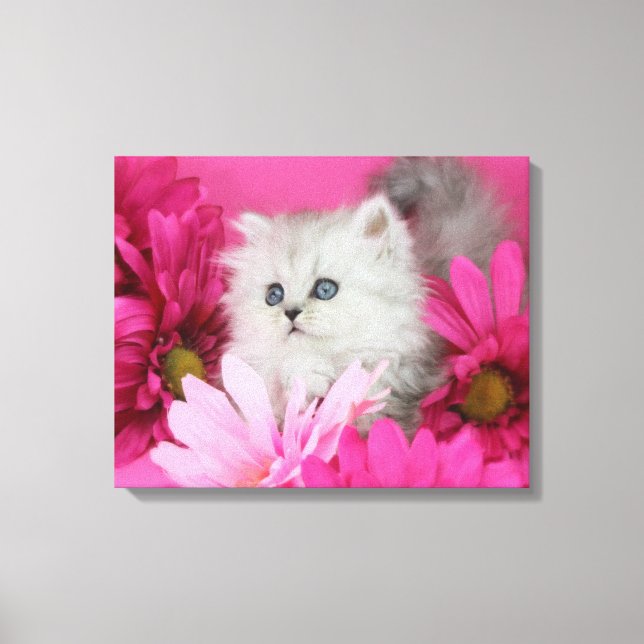 Kittens, Cats, Pink, Polka Dots Canvas Print (Front)