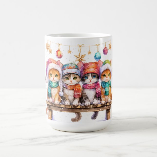 Kittens Celebrating Christmas, cuddly and cute, Coffee Mug (Center)