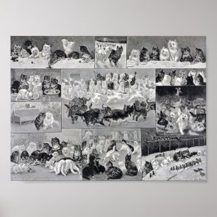 Kittens Christmas Party, Louis Wain Poster