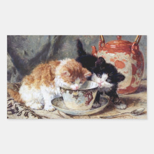 Kittens & Cream Vintage Art Henriette Ronner Knip  Rectangular Sticker