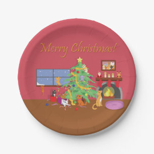 Kittens' First Christmas Paper Plate