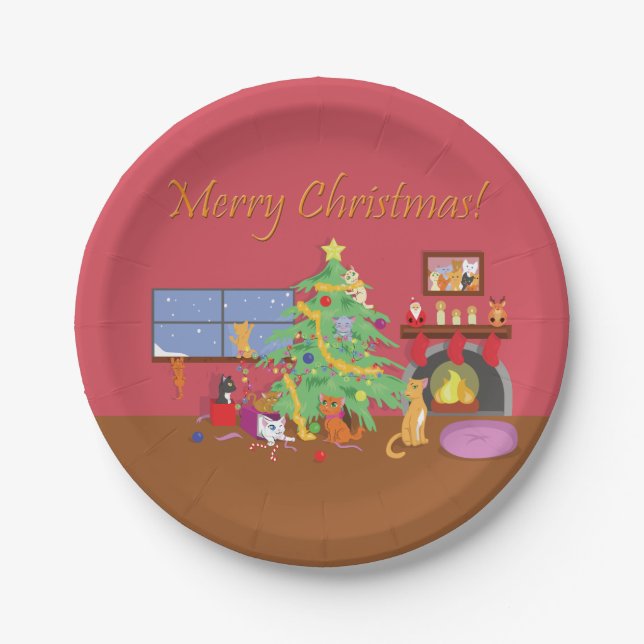 Kittens' First Christmas Paper Plate (Front)