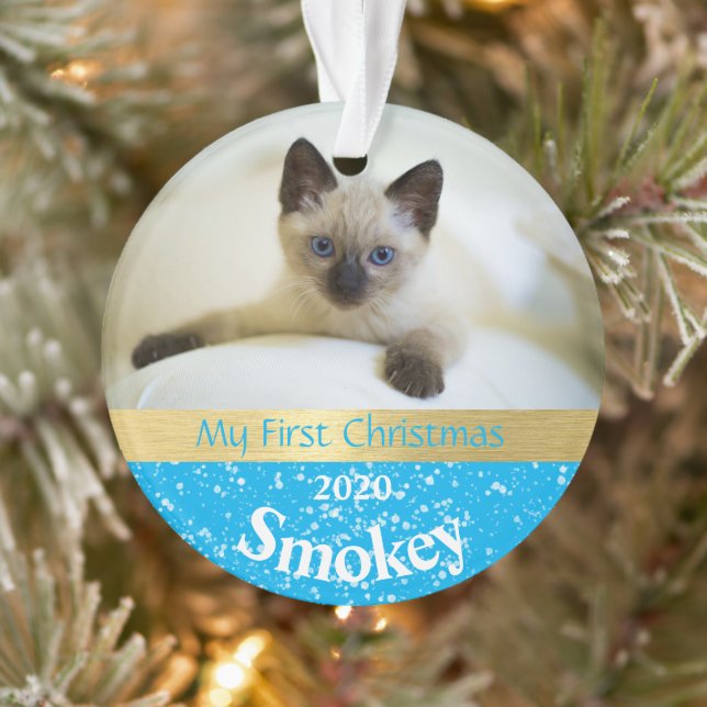 Kitten's First Christmas Photo Ornament (Tree)