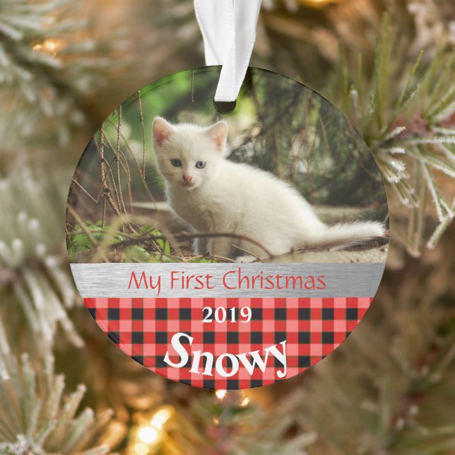 Kitten's First Christmas Photo Ornament (Tree)