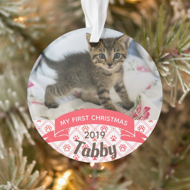 Kitten's First Christmas Photo Ornament (Tree)