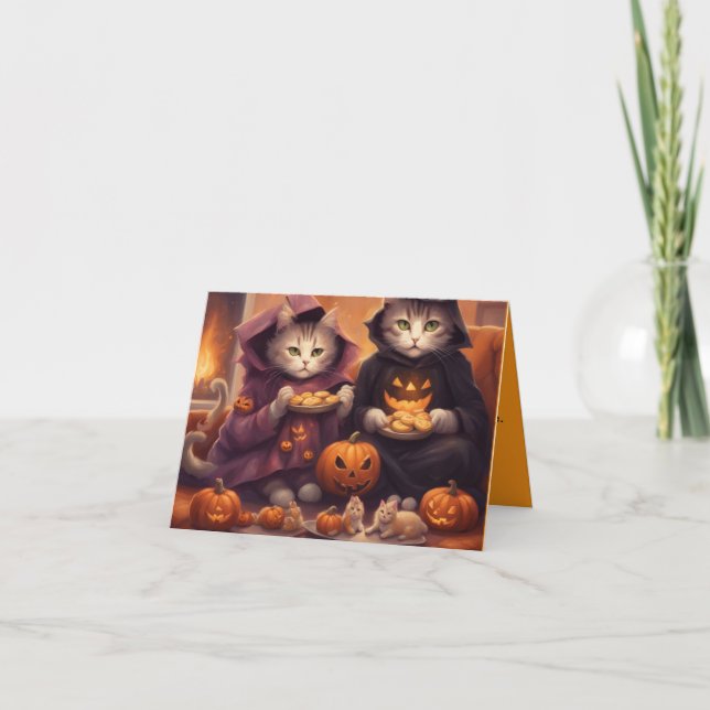 Kittens Halloween party night story card (Front)