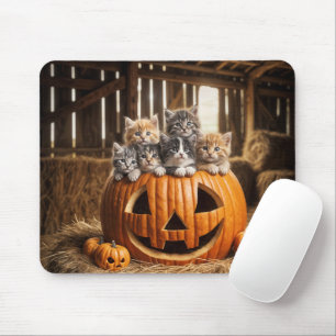 Kittens In a Barn Jack-o-lantern Mouse Mat