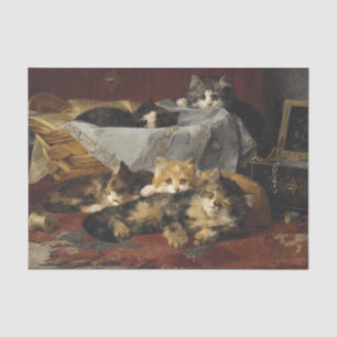 Kittens in a Basket by Charles van den Eycken Tissue Paper