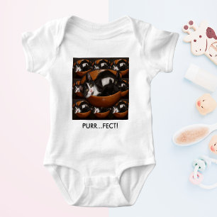 Kittens in a Bowl with Pattern Baby Bodysuit