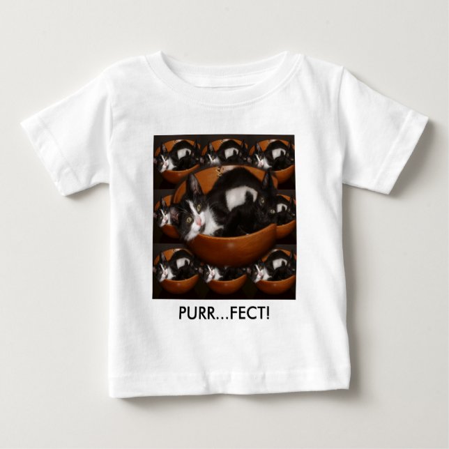Kittens in a Bowl with Pattern Baby T-Shirt (Front)