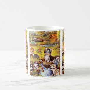Kittens in a garden art coffee mug
