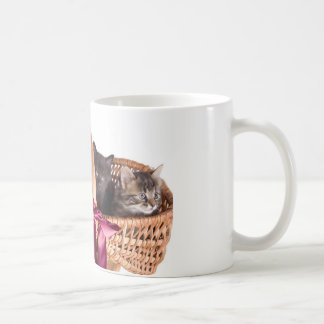 kittens in a wicker basket coffee mug