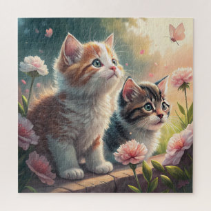 Kittens in an Autumn Garden – Cosy & Adorable Cat Jigsaw Puzzle