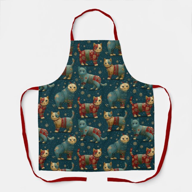 Kittens In Christmas Sweaters  Apron (Front)