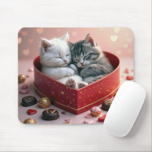 Kittens In Heart Candy Box Mouse Mat
