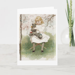 Kittens in Her Lap, Greeting Card