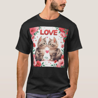 Kittens in love a sweet love T-Shirt