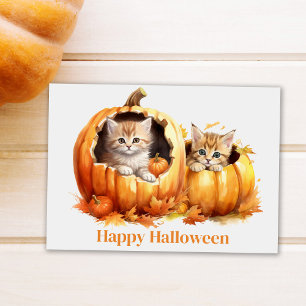 Kittens in Pumpkins Halloween Postcard