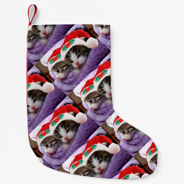 Kittens in Santa Hats Christmas Pattern Stocking (Front)