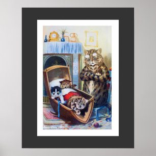 Kittens in the Cradle by Louis Wain Poster