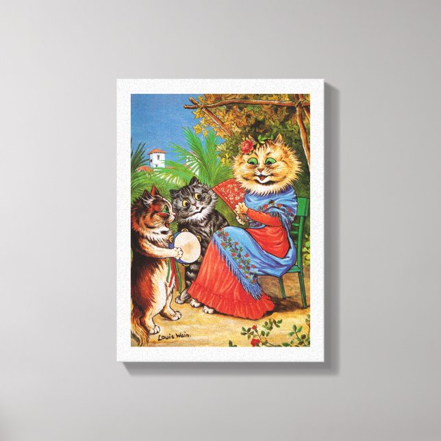 Kittens & Lady, Louis Wain Canvas Print (Front)