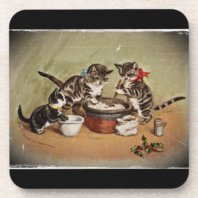Kittens Making Pudding Coaster (Front)