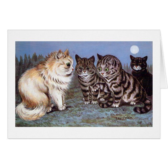 Kittens meeting in the Moonlight, Louis Wain (Front Horizontal)