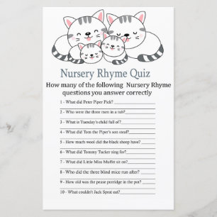 Kittens Nursery Rhyme Quiz baby shower game