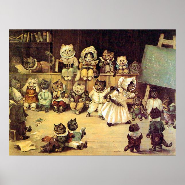 Kittens of a Cat's School, Louis Wain Poster (Front)